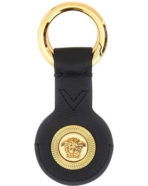 Versace Leather Keyring - Black