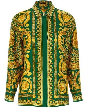 Versace Baroque Shirt Silk Shirt, Blouse - Green