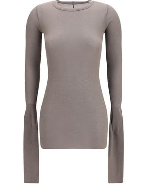 Rick Owens Long-Sleeve Top Viscose; Silk - Grey