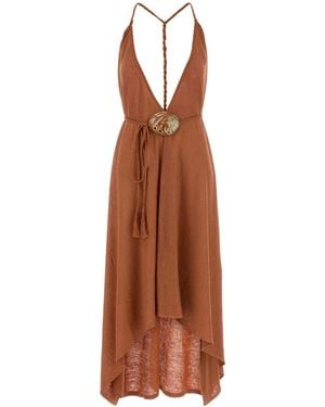 Alanui Brick Linen Dress - Brown