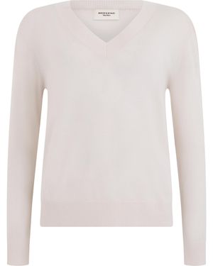 Weekend by Maxmara V-Neck Wool And Silk Jumper - White