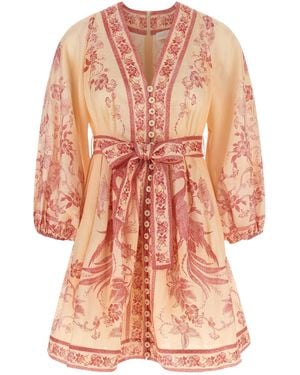 Zimmermann Lucky Plunge Dress - Pink
