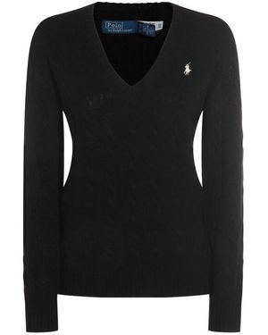 Ralph Lauren Cable-Knit V-Neck Jumper - Black