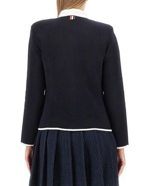 Thom Browne Single-Breasted Jacket Virgin Wool - Blue