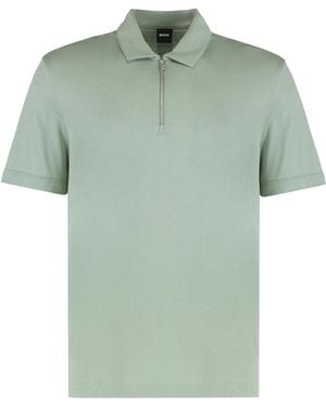 BOSS Pique Cotton Blend Polo Lyocell Shirts - Green