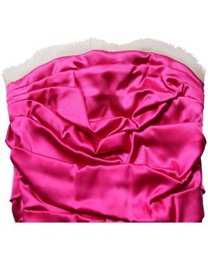 Dolce & Gabbana Hot Ruched Satin Strapless Gown Dress Silk Elastane - Pink