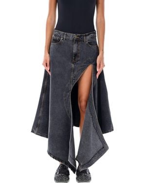 Y. Project Cut Out Midi Skirt - Blue