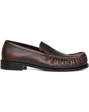 Dries Van Noten Tan Calf Leather Loafers - White