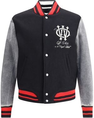 Off-White c/o Virgil Abloh Gothic Ow Wool Varsity Jacket - Blue