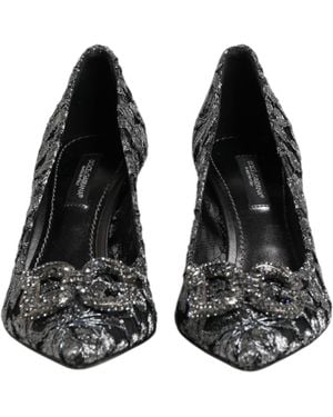 Dolce & Gabbana Lace Dg Amore Heels Pumps Shoes Pa+Pl+Lamb - Black