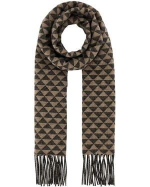 Prada Prada Geometric Wool Blend Scarf - Black
