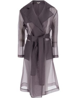 Antonelli Valmorea Organza Trench With Front Closure And Long Sleeves Silk For - Purple