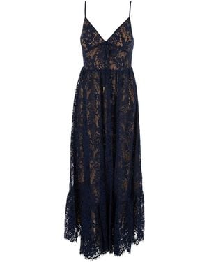 MICHAEL Michael Kors Long V-Neck Lace Dress - Blue