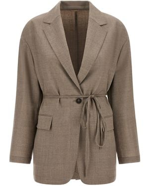 Brunello Cucinelli Virgin Wool Blazer Clothing - Brown