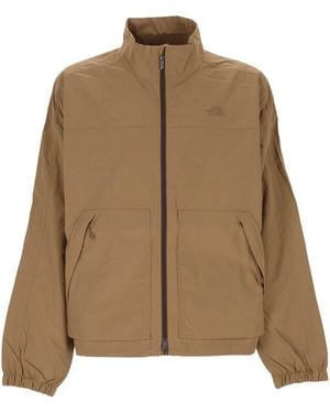 The North Face High Neck Ripstop Windbreaker Jacket - Brown