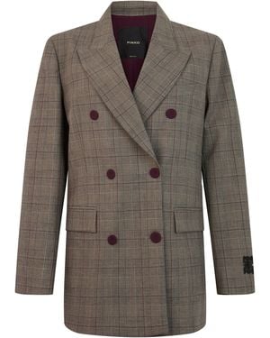 Pinko Jacket Double-Breasted Jacquard-Bordeaux- Polyester - Brown