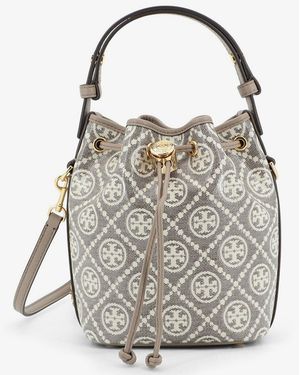 Tory Burch Bucket Bag T Monogram Coated Canvas - Gray