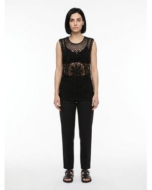 Dolce & Gabbana Dolce & Gabbana Lace-Panel Cotton Tank Top - Black