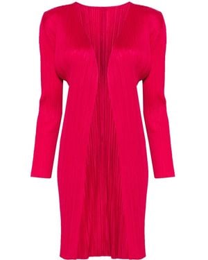 Pleats Please Issey Miyake Pleated Midi Cardigan - Red