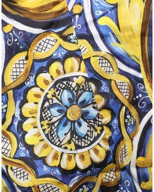 Dolce & Gabbana Majolica Print Cotton Blouse Top Elastane - Blue