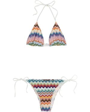 Missoni Zigzag Bikini Viscose Beachwear - White