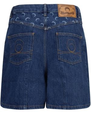 Marine Serre High-Waisted Denim Shorts - Blue