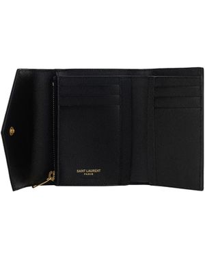 Saint Laurent Cassandre Matelassé Leather Wallet Calf & Purses - White
