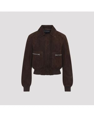 Tom Ford Lamb Suede Bomber Jacket - Black