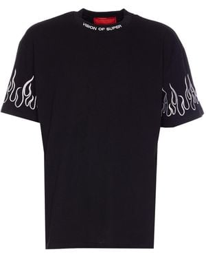 Vision Of Super Embroidered Flames T-Shirt - Black