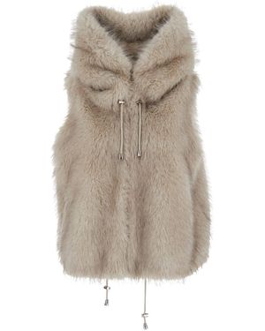 VALENTINI 1972 Sleeveless Jacket With Hood And Drawstring - Natural