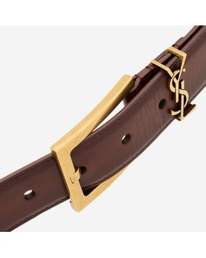 Saint Laurent Leather Belt Cassandre - Brown