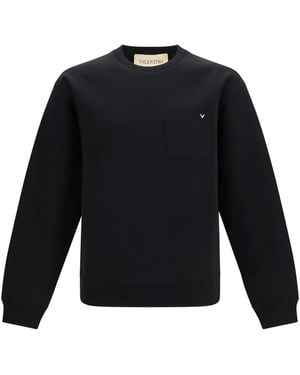 Valentino Sweatshirt With Pocket And Vlogo Cotton; Polyester Sweatshirts - Blue