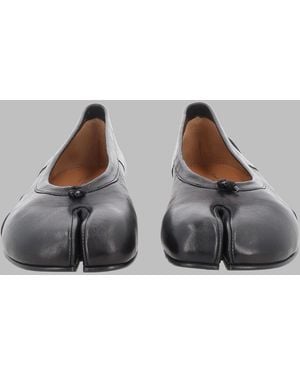 Maison Margiela Ballerina Tabi Leather Flats - Gray
