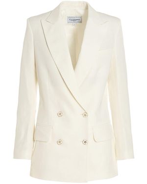 CASABLANCA Double-Breasted Logo Blazer Jacket - White