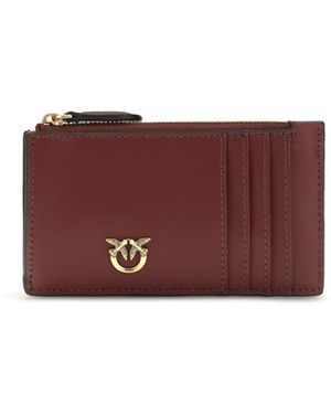 Pinko Airone Leather Cardholder Calf Bos Taurus Wallet - Purple