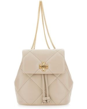 Tory Burch Backpack Kira Quilted Leather - Natural