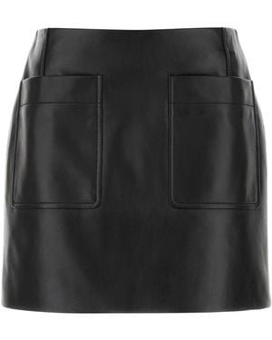 Bottega Veneta Leather Mini Skirt - Black
