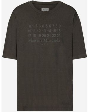 Maison Margiela Cotton T-Shirt With Print - Black