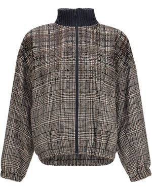 Brunello Cucinelli Padded Jacket With Sequin Details Coat - Gray