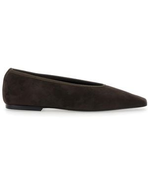 TOTEME Suede Ballerinas With Square Toe Ballerina Shoes - Black