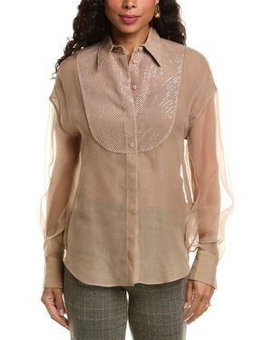 Brunello Cucinelli Almond Butter Silk Shirt - Natural