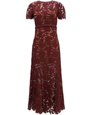 Self-Portrait Midi Lace Dress Polyester - Purple