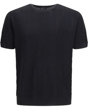 Giorgio Armani Short-Sleeved Cotton And Silk Jumper Silk - Black