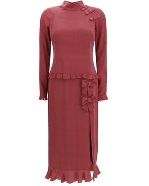 Alessandra Rich Silk Casual Dress - Red