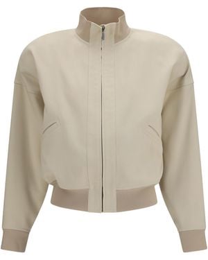 Gucci Zip Bomber Jacket Silk Poplin Cotton - Natural