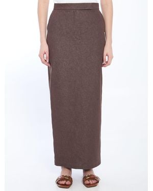 Max Mara Pianosa Denim Effect Cotton Skirt in Brown | Lyst