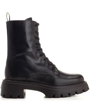 Stuart Weitzman Emerson Leather Combat Boot - Black