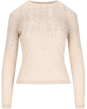 Ermanno Scervino Rhinestones Detail Crop Top - White