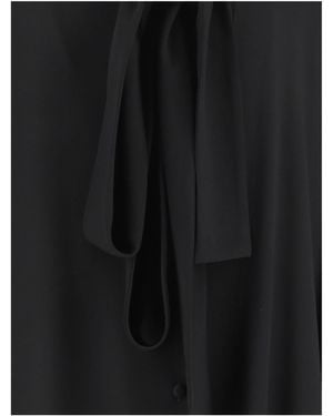 Balenciaga Silk Georgette Blouse With Lavalliere Collar Knitwear - Black