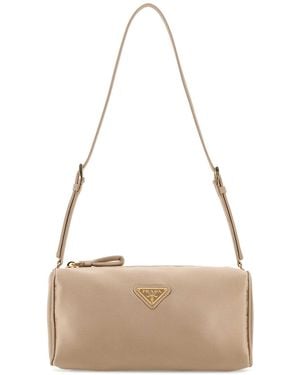 Prada Sand Satin Mini Shoulder Bag - Natural